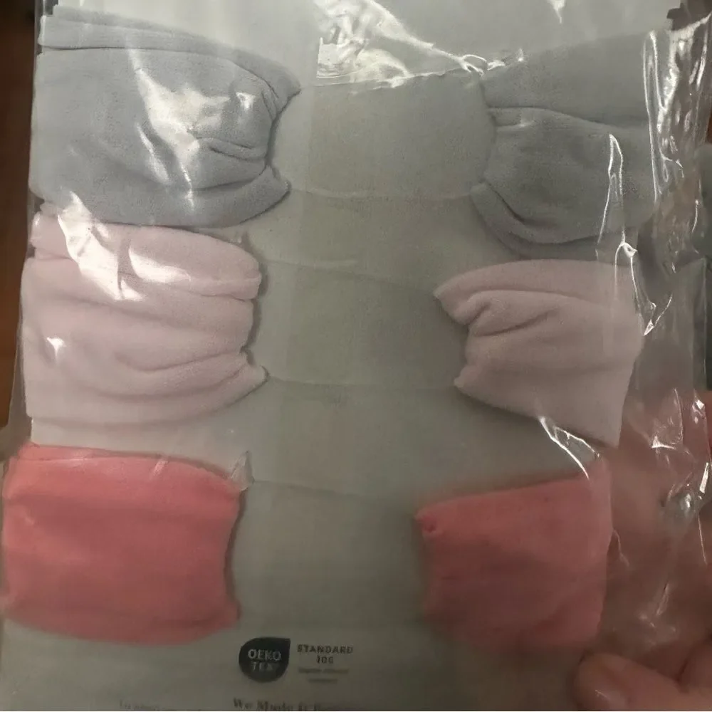 2Pk Cloud Island Infant Bow Headband Set pink gray
